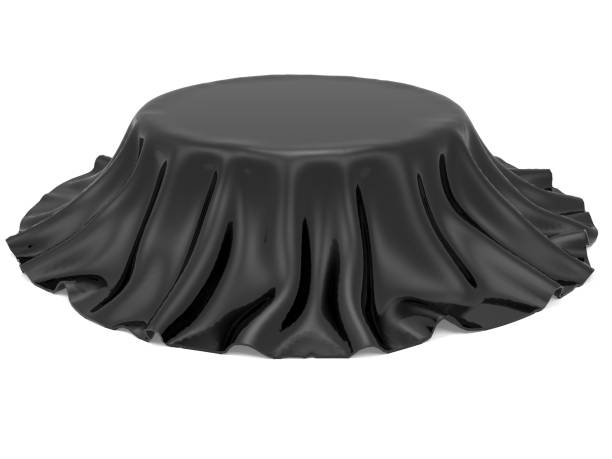istock Black silk elegance tablecloth. Trade show exhibition 1128866057