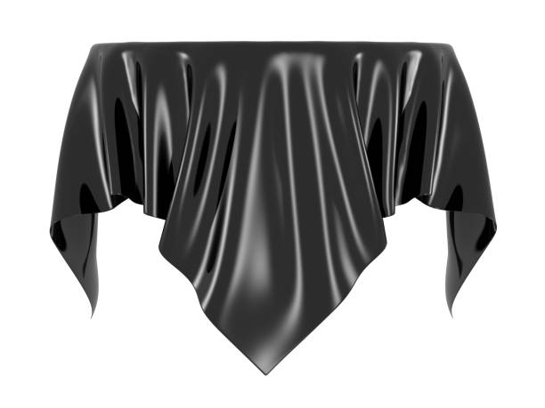 istock Black silk elegance tablecloth. Trade show exhibition 1128866105