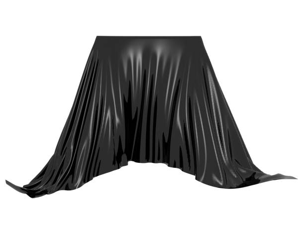 istock Black silk elegance tablecloth. Trade show exhibition 1128866268