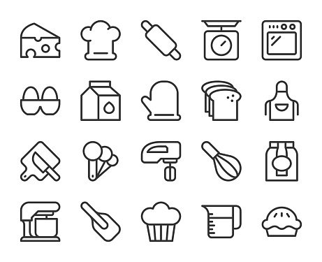Baking and Bakery Line Icons Vector EPS File.