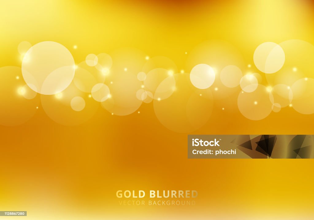 Abstract gold blurred background with circles bokeh and sparkle. Luxury style. Abstract gold blurred background with circles bokeh and sparkle. Luxury style. Copy space. Vector illustration Backgrounds stock vector