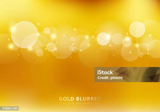 Abstract Gold Blurred Background With Circles Bokeh And Sparkle Luxury Style Stock Illustration - Download Image Now