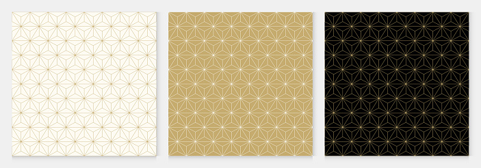 Pattern seamless cube and triangle abstract background gold luxury color geometric vector.