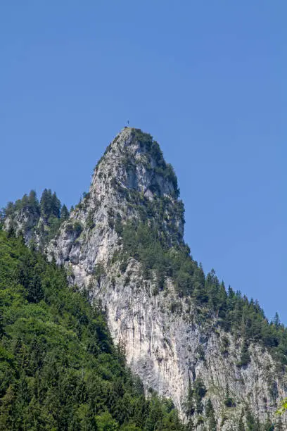 The Kofel in the Ammergau Alps, with its bold mountain form, is the landmark of the Passions venue Oberammergau