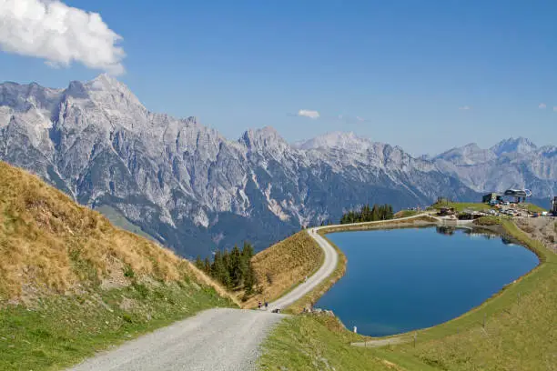 In the idyllic small reservoirs, water is collected throughout the year in order to be able to snow the popular ski slopes of the Leongang Ski World in winter