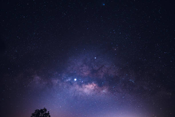istock Night sky Stars and Milky Way On the Moutain 1128872565