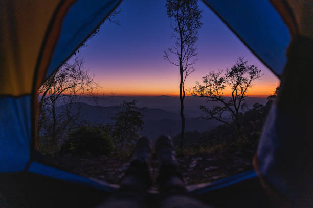 istock Night sky Stars and Milky Way On the Moutain 1128872962