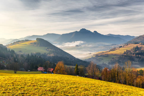 istock Landscape with mountains at sunrise. Mala Fatra National Park. 1128875171