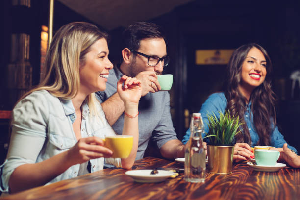 istock Old friends having coffee in cafe 1128878408