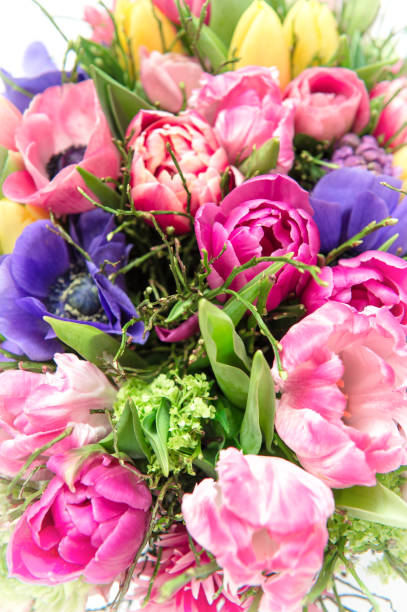 istock Spring flowers Tulip ranunculus anemone bouquet 1128879503