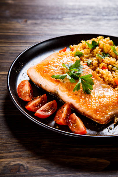 istock Grilled salmon and vegetables 1128879818