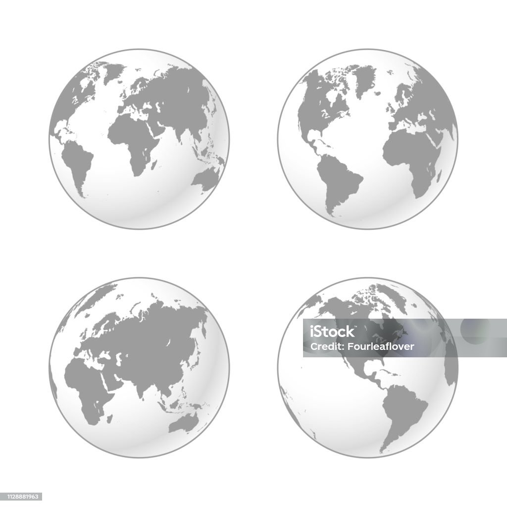 Planet Earth icon set. Earth globe isolated on transparent background Abstract stock vector