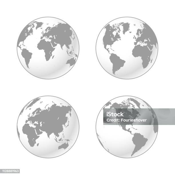 Planet Earth Icon Set Earth Globe Isolated On Transparent Background Stock Illustration - Download Image Now