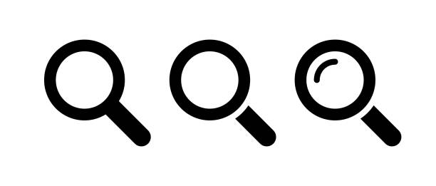 ikona lupy - čočka v oku stock ilustrace