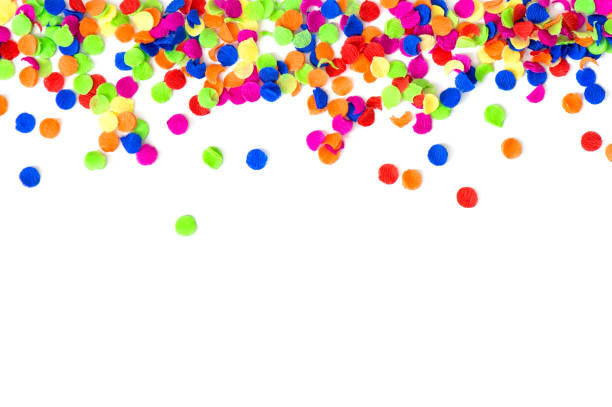 istock Confetti colorful carnival decoration white background 1128882345