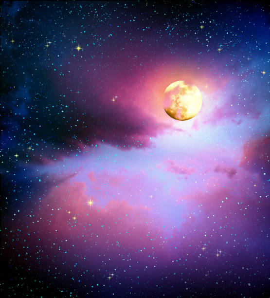 istock Full moon with stars at colorful night sky . 1128889104