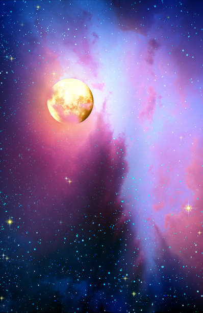 istock Full moon with stars at colorful night sky . 1128889209