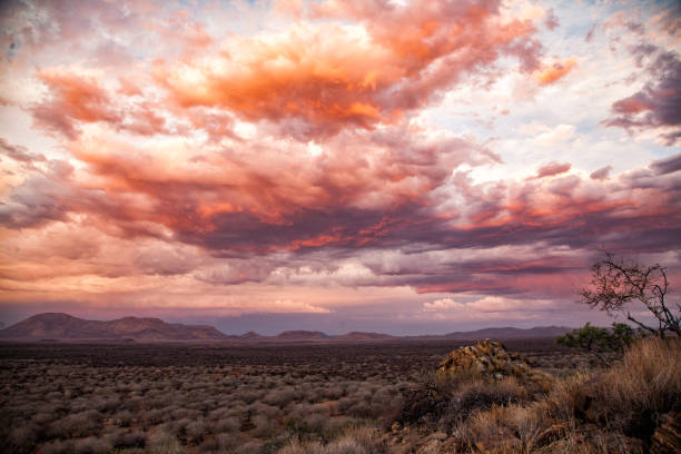 istock Sundowner when a big thunderstorm is coming up in Namibia 1128890618
