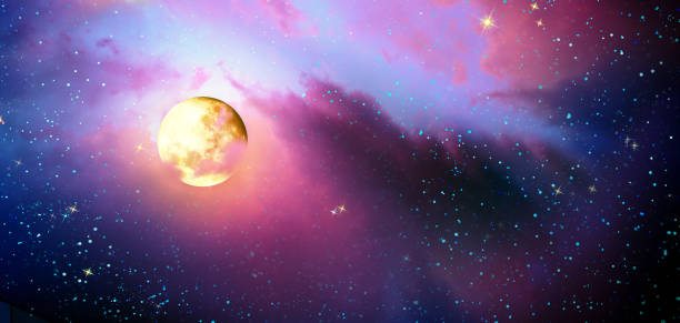 istock Full moon with stars at colorful night sky . 1128890913