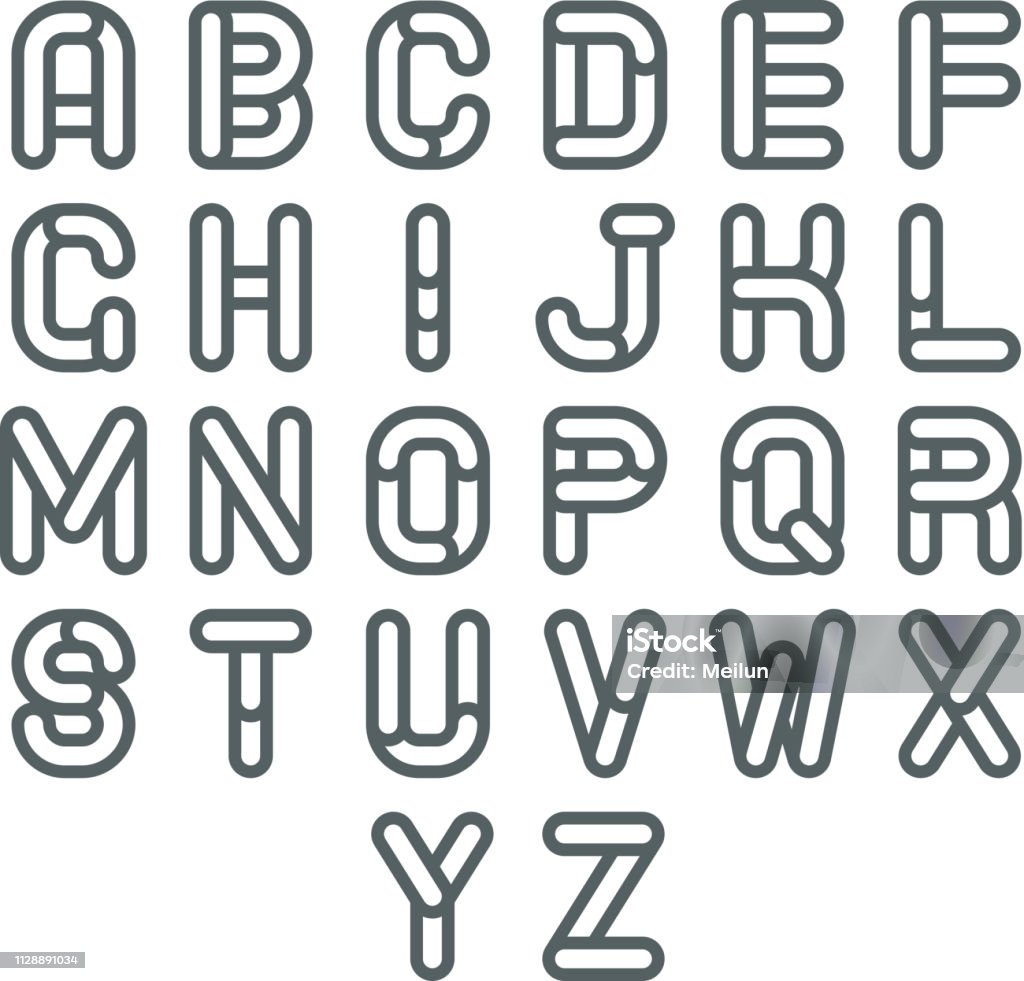 Lineart Soft Line Retro Vintage Alphabet A To Z Font Design Vector ...