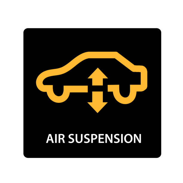 ilustrații de stoc cu tablou de bord de avertizare pictograma auto, suspensie pneumatică - pod suspendat