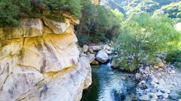 istock Clear river with rocks in the mountain 1128893283
