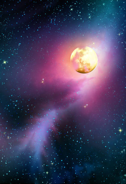 istock Full moon with stars at colorful night sky . 1128893560