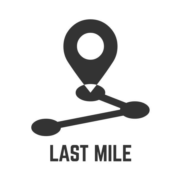 Last mile delivery icon with local geo tag and route point glyph sign. vector art illustration