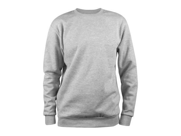 istock Men's grey blank sweatshirt template, natural shape on invisible mannequin, for your design mockup for print, isolated on white background. 1128894791