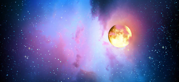 istock Full moon with stars at colorful night sky . 1128895098