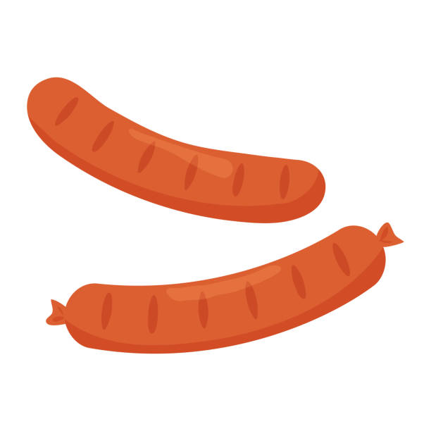 ilustraciones, imágenes clip art, dibujos animados e iconos de stock de dos salchichas aislados sobre fondo blanco. ilustración de vector - sausage barbecue hot dog isolated