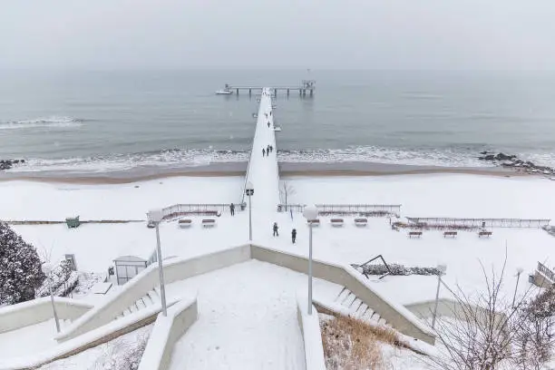 Photo of Bridge in Burgas Bulgaria in winter time.