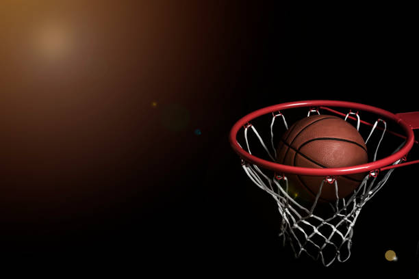Ball inside a Basketball Hoop