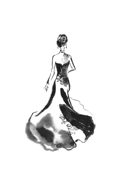 The back of the lady who put on a dress The back of the lady who put on a dress
Coloredness lessly wedding dress back stock illustrations