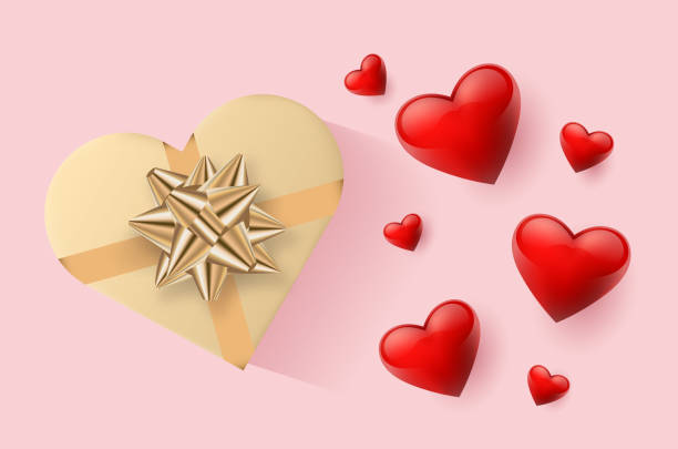 istock Festive wallpaper decorated with hearts and gifts. Vector illustration 1128900907