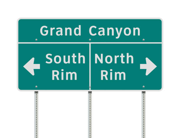 grand canyon felgen richtung straßenschild - grand canyon stock-grafiken, -clipart, -cartoons und -symbole