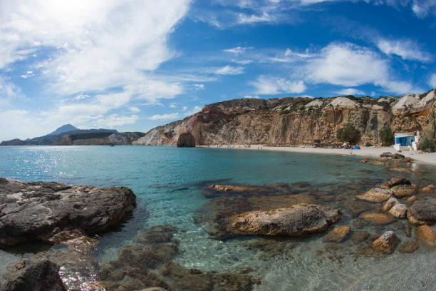 istock Beautifuly colored Firiplaka beach, Milos, Greece 1128901441