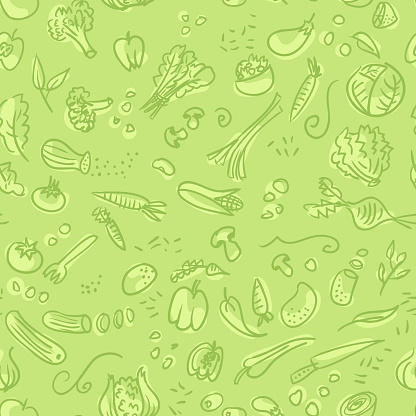 Seamless vector pattern of vegetables drawings