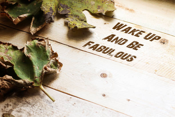 istock Wake Up And Be Fabulous, message on wooden table 1128904343