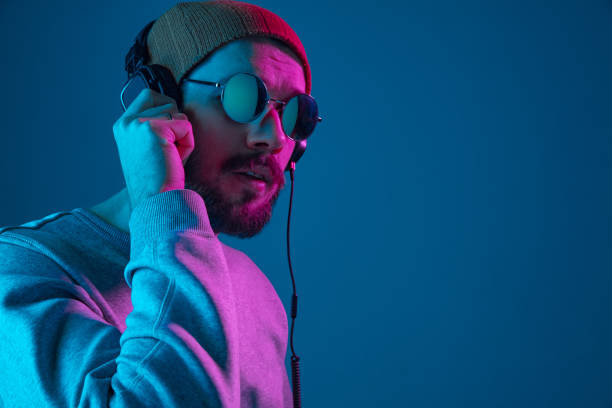 istock Enjoying his favorite music. 1128904561