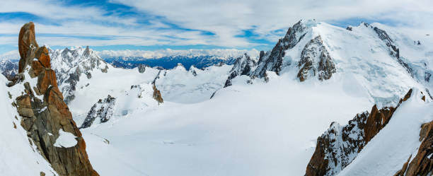 istock Mont Blanc mountain massif view from Aiguille du Midi Mount 1128905845