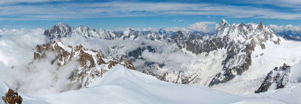 istock Mont Blanc mountain massif view from Aiguille du Midi Mount 1128906116