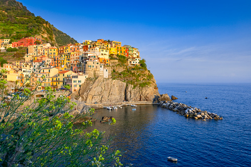 seaside village of Riomaggiore at Cinque Terre; Riomaggiore, Italy