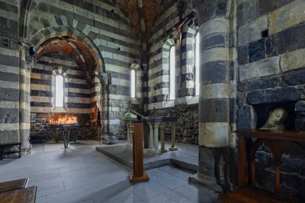 interior of the Church of St. Peter in Porto Venere interior of the Church of St. Peter in Porto Venere; La Spezia, Italy church of san pietro photos stock pictures, royalty-free photos & images