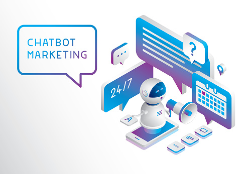 Chatbot Marketing Stock Illustration - Download Image Now - Chatbot,  Artificial Intelligence, Isometric Projection - iStock