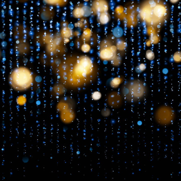 istock Blurred bokeh light on dark blue background. Christmas and New Year holidays template. Abstract glitter defocused blinking stars and sparks. EPS 10 1128911160