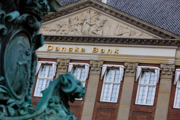 exterior of the Danske Bank in Copenhagen stock photo
