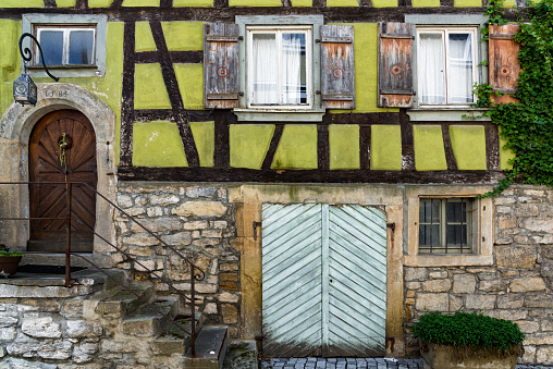 Old traditional stone house in the village of Weikersheim in Bavaria, Germany on May 26, 2018