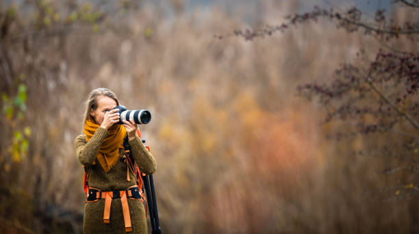 Free Stock Photo of Autumn foliage and photographer with camera ...