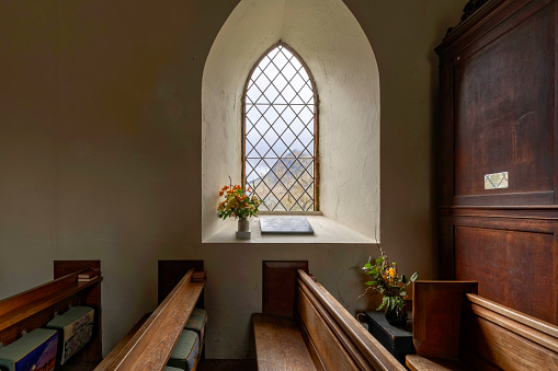 Buttermere, United Kingdom - April 25, 2018; interior of the old church in Buttermere Village